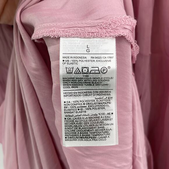 OLD NAVY Dress Large Satin Fit & Flare Sleeveless Smocked Midi Pink V-Neck NWT - Picture 14 of 14